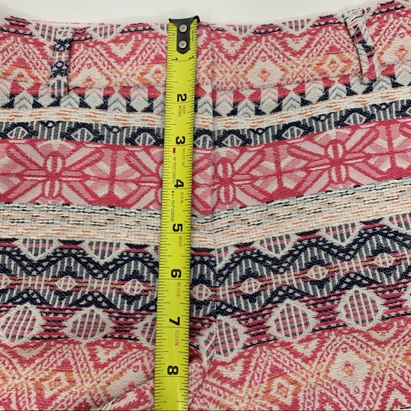 Dalia Woven Boho Tribal Aztec Cotton Shorts Pink White Multicolored Size 2 - Picture 12 of 14